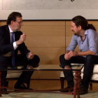 Mariano Rajoy y Pablo Iglesias en su reunión en el Congreso de los Diputados.