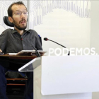 Pablo Echenique durante la rueda de prensa en la que se postula como candidato a la secretaría de organización.