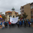 La columna asturiana, ayer a su llegada a Ciñera.