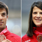 Miguel Ángel López y Ruth Beitia, con sus medallas de bronce.