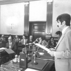 Gregorio Pérez de Lera se dirige al pleno después de tomar posesión como alcalde de León