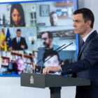 Pedro Sánchez durante el anuncio de la última prórroga del estado de alarma. BORJA PUIG DE LA BELLACASA