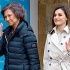 Doña Sofía y la Reina Letizia a su llegada juntas al hospital