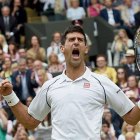 Djokovic celebra su triunfo.