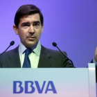 El consejero delegado del BBVA, Carlos Torres, en una presentación de resultados.