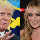Fotos de archivo del presidente de Estados Unidos, Donald Trump y la actriz porno, Stormy Daniels.