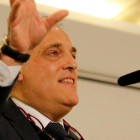Javier Tebas, durante su discurso en un desayuno de Europa Press.