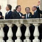 Algunos de los líderes europeos en el balcón del Palacio de Campidoglio, en Roma