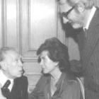 Antonio Pereira y su mujer junto a Jorge Luis Borges