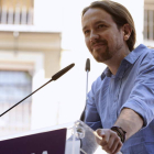 El secretario general de Podemos, Pablo Iglesias, en un acto celebrado ayer en Toledo.
