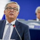 Jean-Claude Juncker, durante su discurso del estado de la UE en el Parlamento Europeo en Estrasburgo, el miércoles 13 de septiembre.