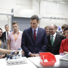 Sánchez, junto a Lambán y Celaá, esta mañana en Zaragoza
