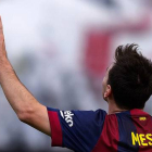 Messi celebra el gol marcado al Rayo en Vallecas, el sábado pasado.