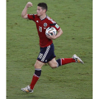 James Rodríguez celebra un gol en el Mundial.