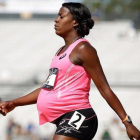 Alysia Montaño tras correr 800 metros embarazada en el 2014.