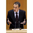 El presidente Zapatero, durante su intervención en el Senado