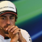 Fernando Alonso, en la conferencia de prensa de Spa.