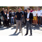 Tudanca, ayer frente a Ediciones Santillana en Dueñas.