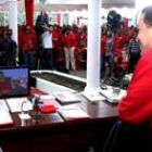 El presidente venezolano Hugo Chávez, minutos antes de su programa dominical «Aló Presidente»