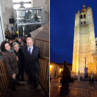El alcalde León de la Riva inauguró ayer el ascensor de la Catedral de Valladolid. A la derecha, la Torre Norte de la Catedral de León, donde se pensó también colocar un elevador