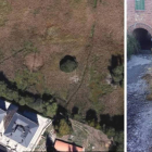 Vista áerea de Las Carrizas; uno de los 17 molinos sin agua de la presa, que nace en Santibáñez.