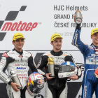 John McPhee, junto a Jorge Martin (izquierda) y Fabio Di Giannantonio (derecha) en el podio de Brno.