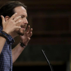 Pablo Iglesias interviene en el pleno del Congreso.