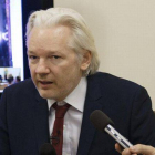 Julian Assange, en la rueda de prensa que ofreció el pasado 19 de junio en la embajada de Ecuador en Londres.