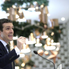 El presidente del PP, Pablo Casado, durante su intervención en Club Siglo XXI.