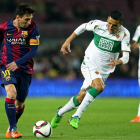 Messi anotó uno de los cinco goles del Barcelona ante un Elche que puso en pocos aprietos al equipo de un discutido Luis Enrique.