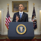 El presidente de los Estados Unidos, Barack Obama, durante el discurso de este miércoles.