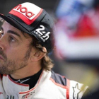 Fernando Alonso (Toyota),durante un descanso de los últimos ensayos de las 1.000 Millas de Sebring (EEUU).