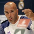 Zinedine Zidane, durante la rueda de prensa de este viernes en la ciudad deportiva de Valdebebas.