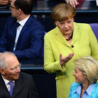Merkel en el Bundestag, este jueves.