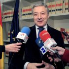 José Blanco, durante las declaraciones que realizó ayer en la sede del Fomento.