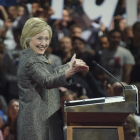 Hillary Clinton celebra su victoria en las primarias de Pensilvania.