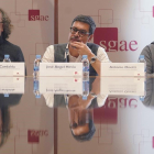 Teo Cardalda, José Ángel Hevia y Antonio Onetti, el pasado 18 de diciembre en la SGAE