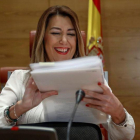 La presidenta de la Junta de Andalucía, Susana Díaz, durante la comparecencia en la comisión de investigación del Senado.