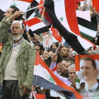 Protesta de este jueves a favor del gobierno sirio de Bachar al Asad en Tartous.