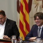 Junqueras y Puigdemont, en la reunión del Consell Executiu.