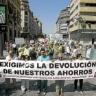 Imagen de archivo de una manifestación por las preferentes que tuvo lugar en León en julio.