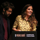 David Verdaguer y Núria Prims leen la lista de los nominados a los Premis Gaudí.
