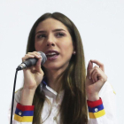 Fabiana Rosales, esposa de Juan Guaidó en un gira por Perú.