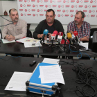 Ángel Rojo y Antonio Goméz, responsables estatal y regional del sector forestal, y Manuel López, secretario de Fitag-UGT en Castilla y León.