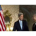 El secretario de Estado de EEUU, John Kerry, y el primer ministro israelí, Binyamin Netanyahu, antes de la reunión en Roma.