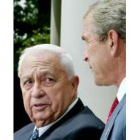 Ariel Sharón y George Bush tras su entrevista en Washington