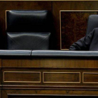 El presidente del Ejecutivo, Mariano Rajoy, durante la sesión de control al Ejecutivo celebrada hoy en el pleno del Congreso de los Diputados.