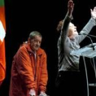 Jon Idígoras e Itziar Aizpurua, durante el acto de Anoeta