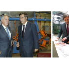 Antonio Vázquez Cardeñosa, con su padre, en la fábrica de Piva Motor, y con Juan Vicente Herrera en Diario de León.