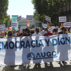 Imagen de la protesta ayer ante el Ministerio de Interior, en Madrid. EFE